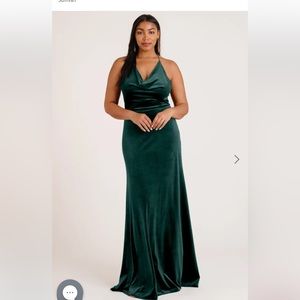 Jenny Yoo velvet green maxi dress womens 24